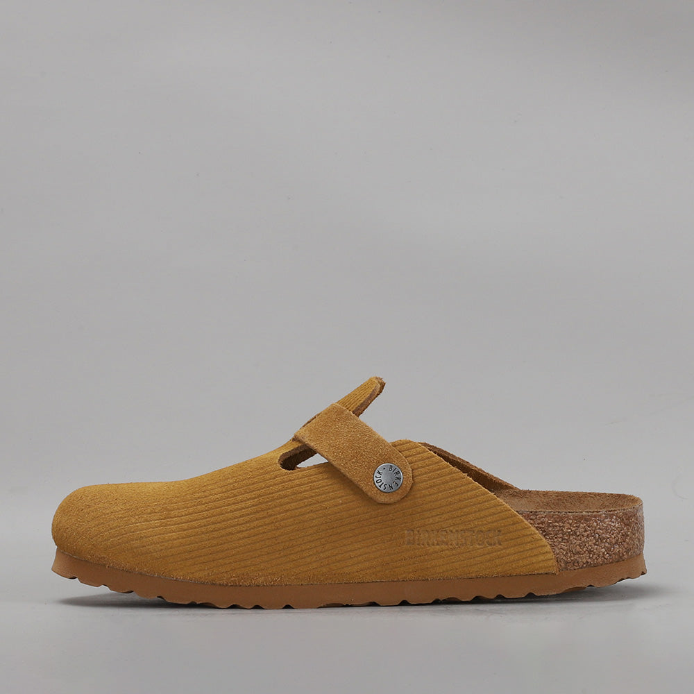 BIRKENSTOCK - BOSTON CLOGS - CORDUROY CORK BROWN EMBOSSED SUEDE - NARROW FIT