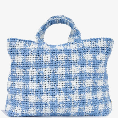 Prada Large Check Crochet Tote Bag