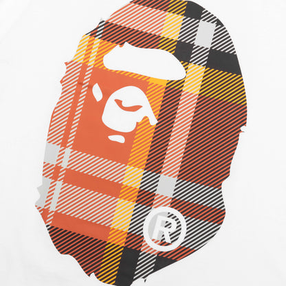 Bape Check Big Ape Head Tee - White
