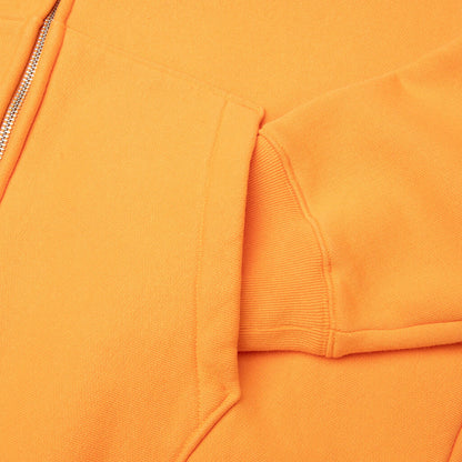 Basic Diamond Zip Hoodie - Tangerine