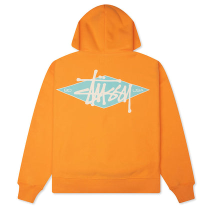 Basic Diamond Zip Hoodie - Tangerine