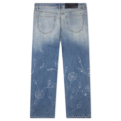 Beaded Wide Jeans - Dark Wash