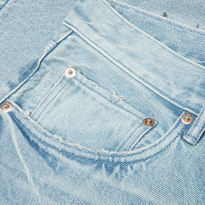 Beaded Splatter Denim Shorts - Light Indigo