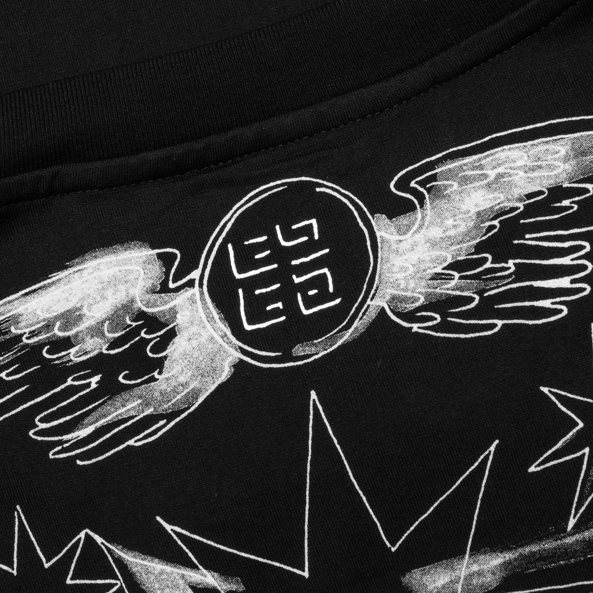 Tarot Print Boxy Fit Long Sleeve T-Shirt - Black