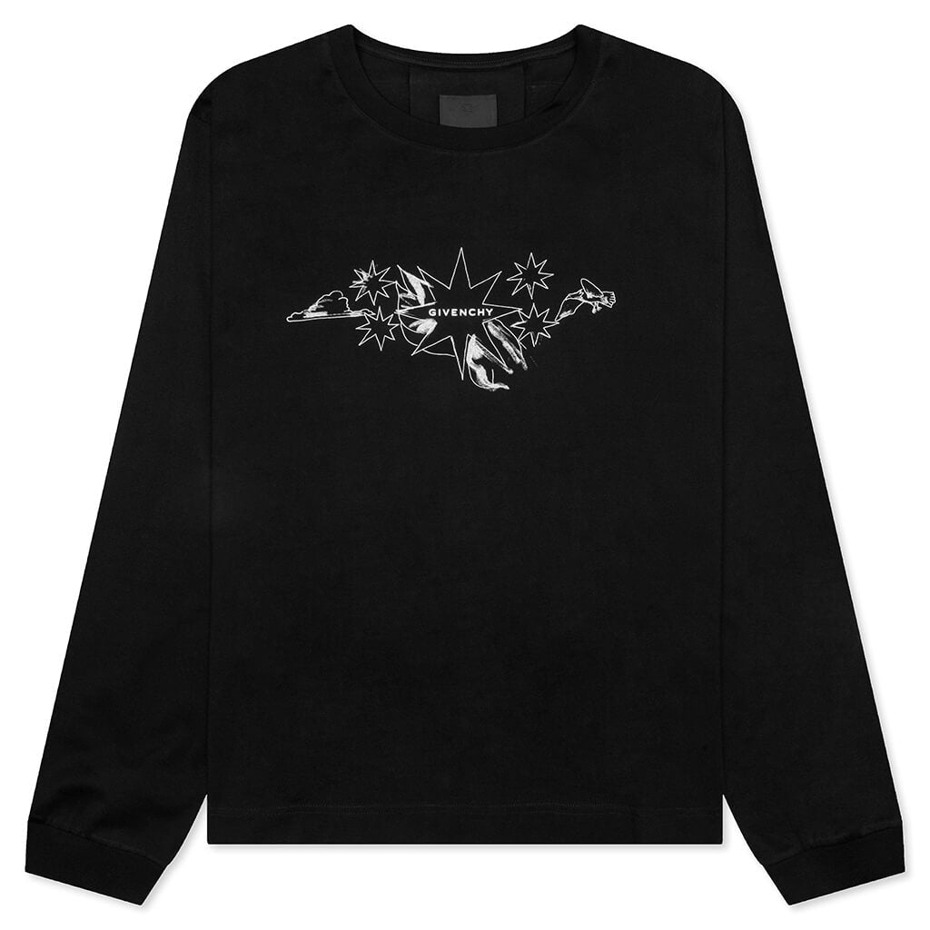 Tarot Print Boxy Fit Long Sleeve T-Shirt - Black