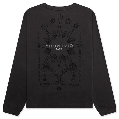 Tarot Print Boxy Fit Long Sleeve T-Shirt - Rosewood