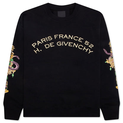 Fleece Sweatshirt with Chandelier and Snake - Black
