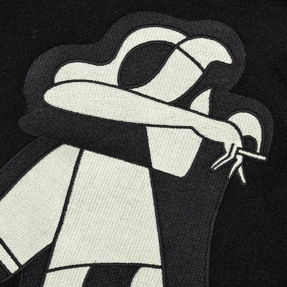Cloudy Star Varsity Jacket - Black