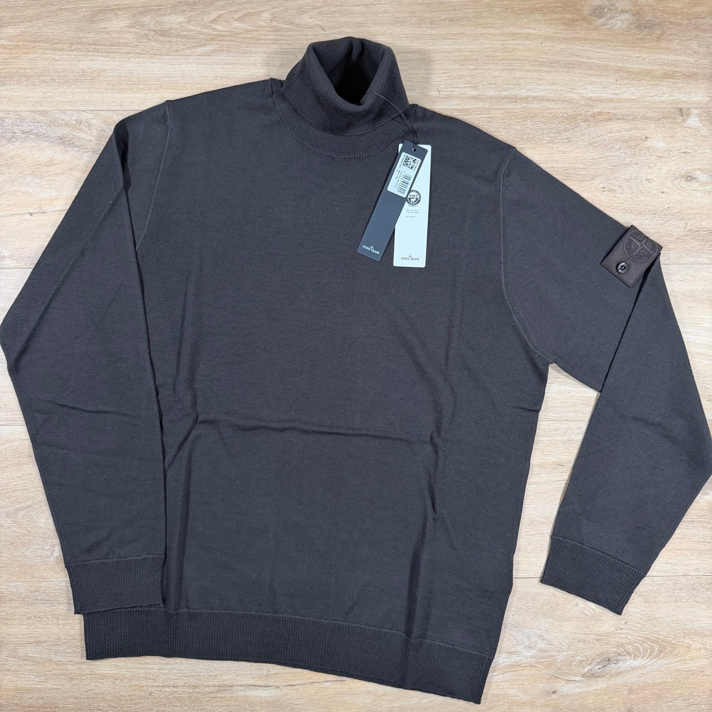 Stone Island Ghost Pure Light RWS Wool Turtleneck Jumper in Dark Brown