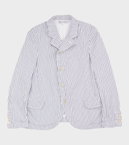 Striped Cotton Blazer White/Dark Blue
