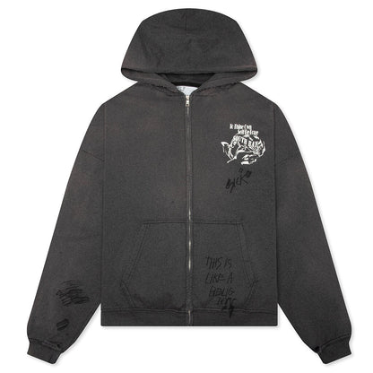 Carrying The Message Zip Hoodie - Vintage Black