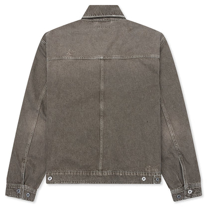 Collared Denim Jacket - Washed Olive