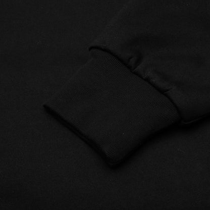 College Puffy Relaxed Fit Pullover Hoodie - Black