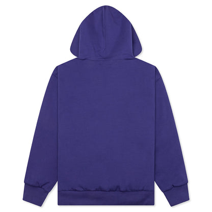 College Puffy Relaxed Fit Pullover Hoodie - Blue