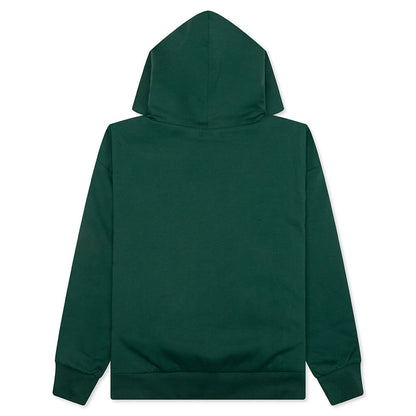 College Puffy Relaxed Fit Pullover Hoodie - Green