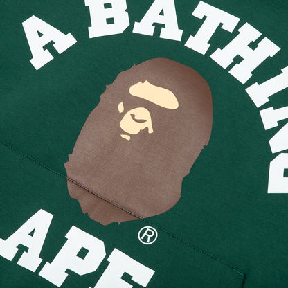 College Puffy Relaxed Fit Pullover Hoodie - Green