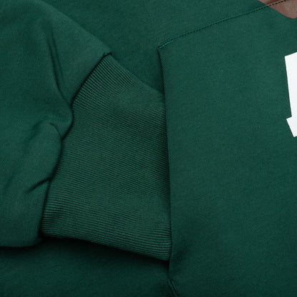 College Puffy Relaxed Fit Pullover Hoodie - Green