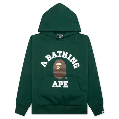 College Puffy Relaxed Fit Pullover Hoodie - Green
