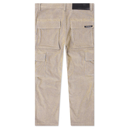 Corduroy Logo Cargo Pants - Beige Wash