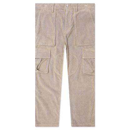 Corduroy Logo Cargo Pants - Beige Wash