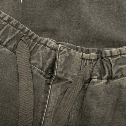Cotton Satin Cargo Trousers - Dark Green