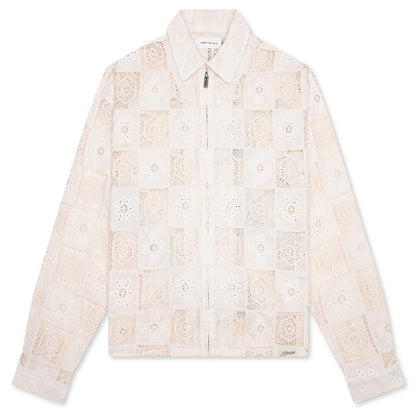 Crochet Full Zip Jacket - Bone