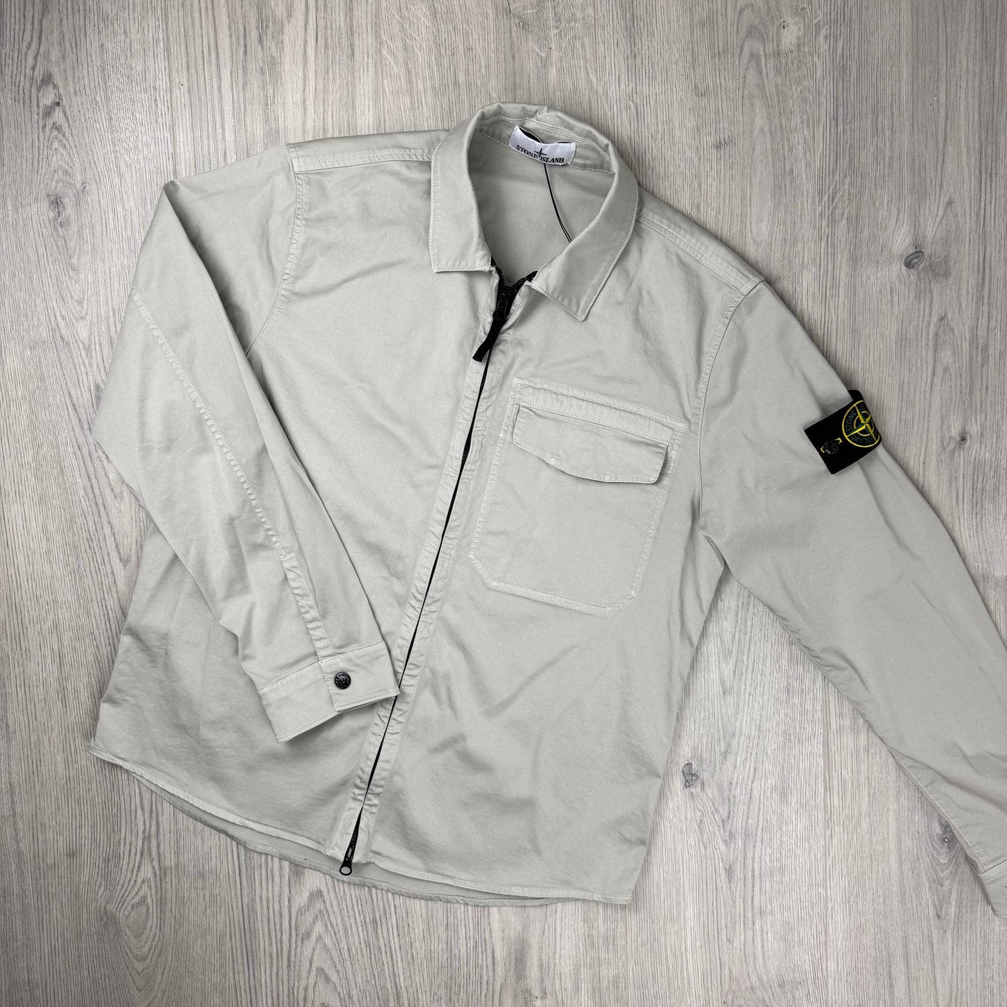 Stone Island Zip Overshirt - Pearl Grey