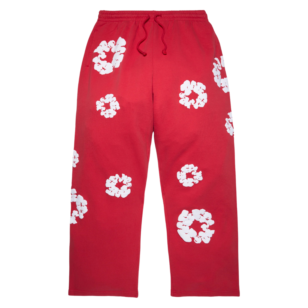 DENIM TEARS COTTON WREATH BAGGY SWEATPANTS RED