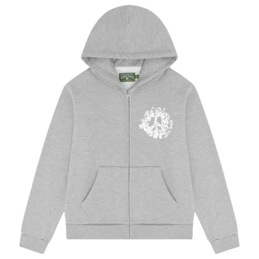 DENIM TEARS DENIM UNIVERSITY ZIP HOODIE GREY