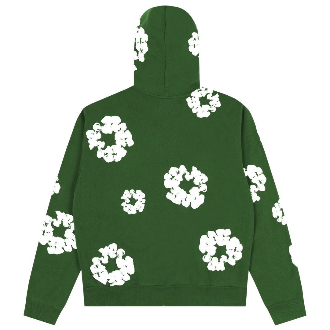 DENIM TEARS COTTON WREATH ZIP HOODIE GREEN