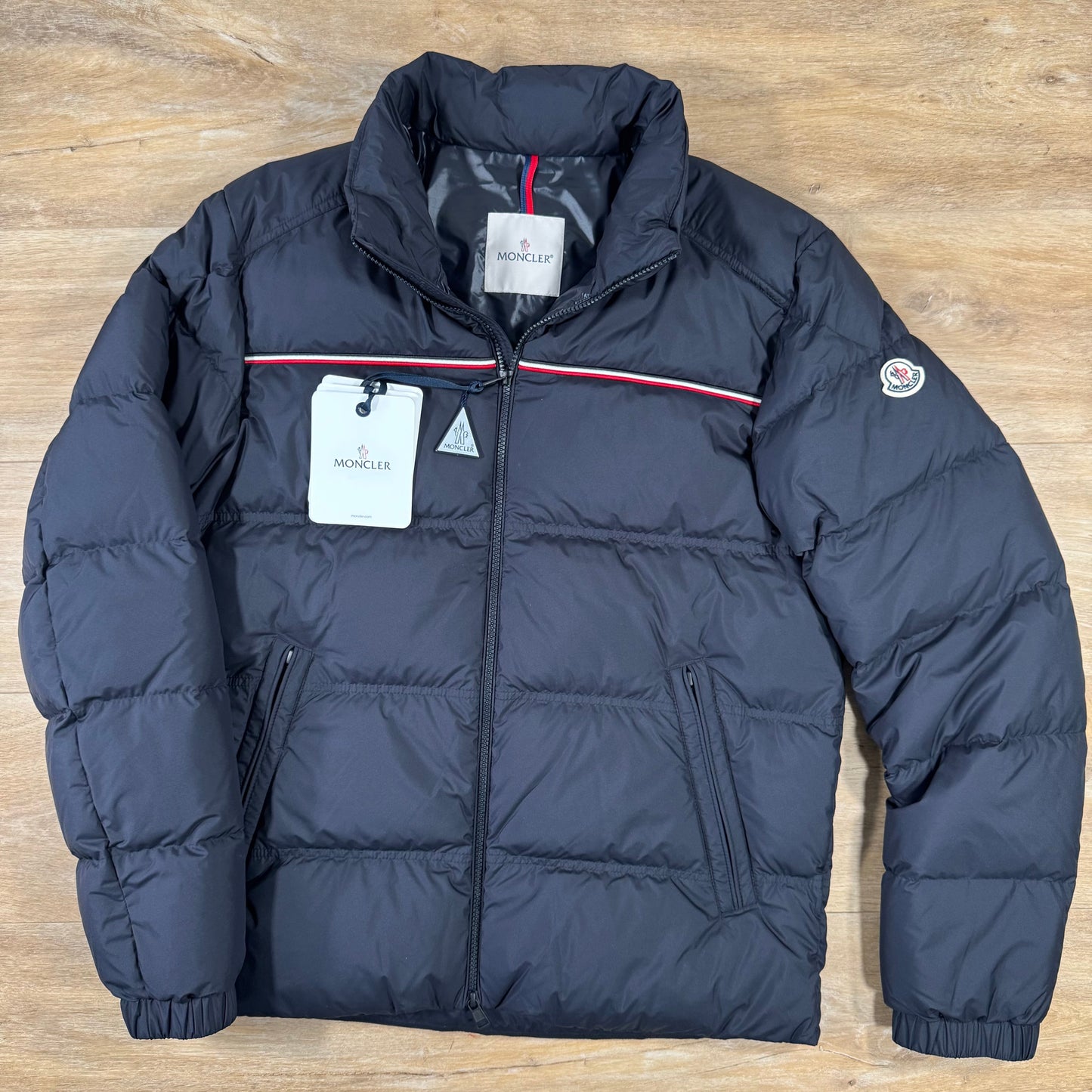 Moncler Bouvaque Stand Collar Down Jacket in Navy