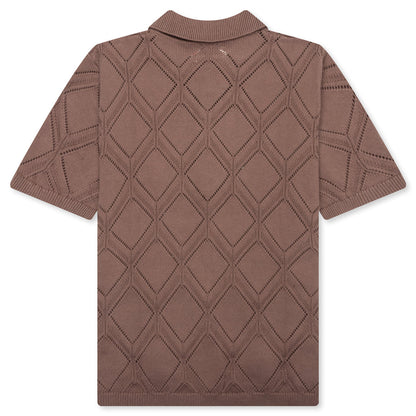 Diamond Knit Polo - Brown
