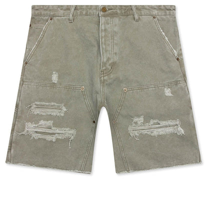 Ryan Double Knee Shorts - Washed Olive