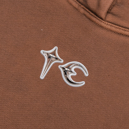 Devil Peace Patch Hoodie - Brown