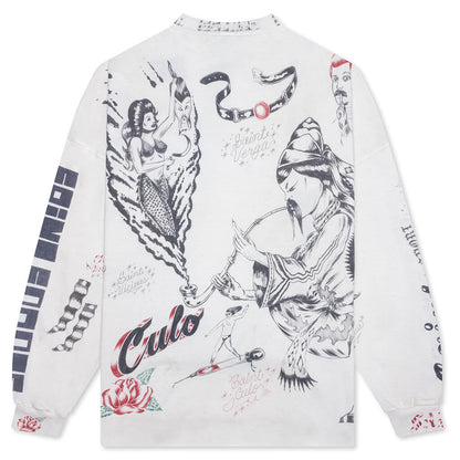 Drawing L/S Tee - White
