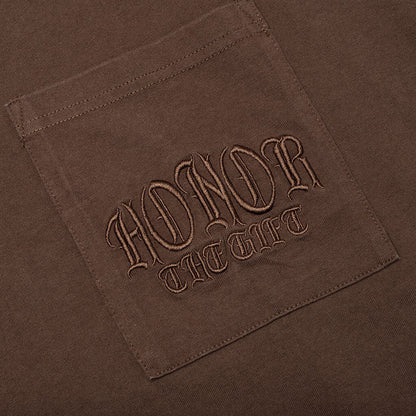 Embroidered Pocket Tee - Brown