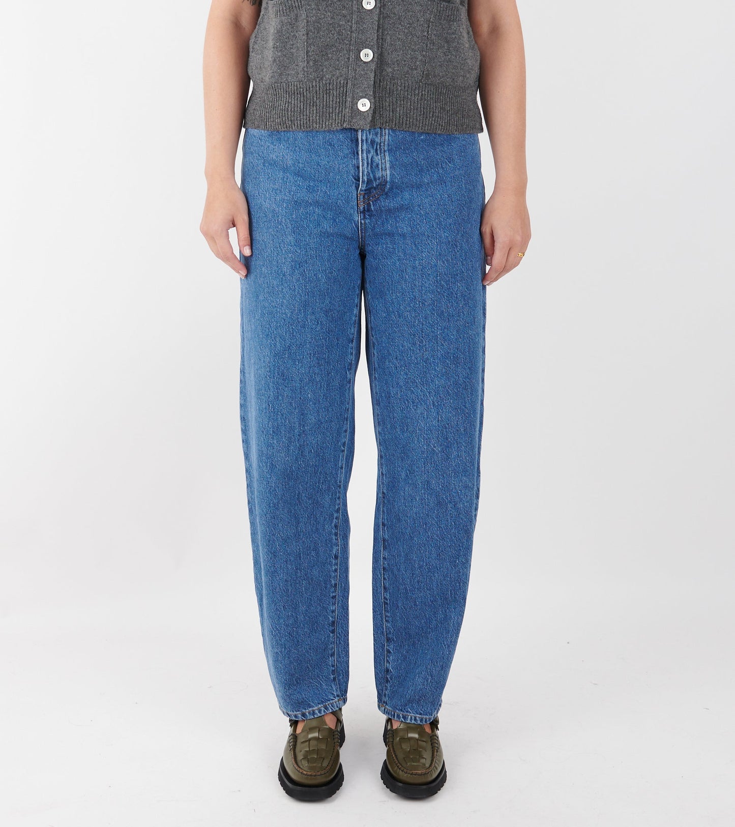 Hemp Cotton Barrel Jeans Washed Blue