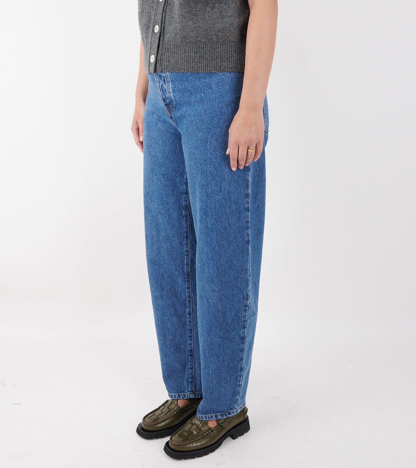 Hemp Cotton Barrel Jeans Washed Blue