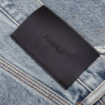 Faros Rip Patched Shorts - Light Indigo