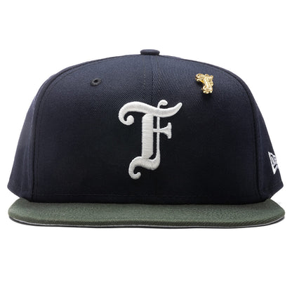 Feature x New Era Old English F Snapback - Navy/Seaweed
