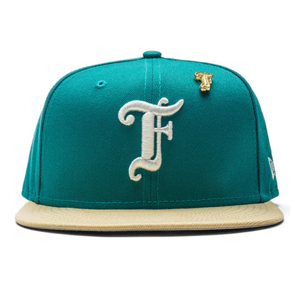 Feature x New Era Old English F Snapback - Northwest Green/Vegas Gold