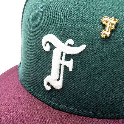 Feature x New Era Old English F Snapback Hat w/ Pin - Dark Green/Maroon