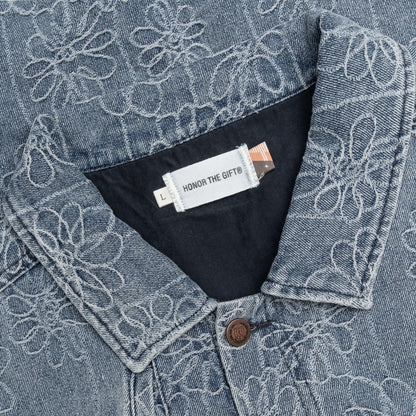 Floral Denim Jacket - Light Indigo