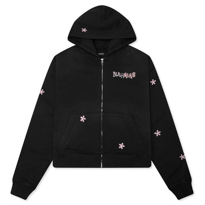 Flower Groms Zip-Up Hoodie - Aged Black