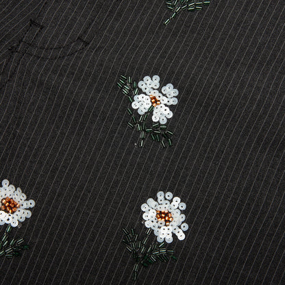 Flowers Beaded Pant - Black