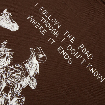 Follow The Road Pullover Hoodie - Dark Brown