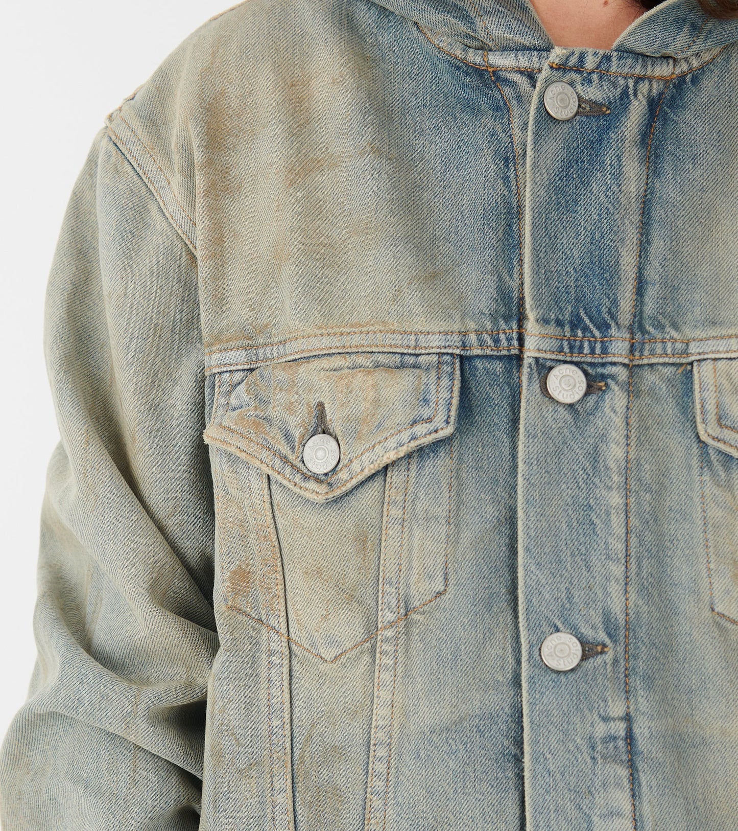 Hooded Denim Jacket Mid Blue