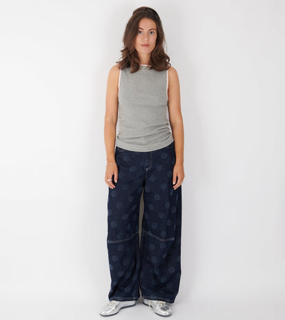 Dart Denim Pants Needle Punch Dots