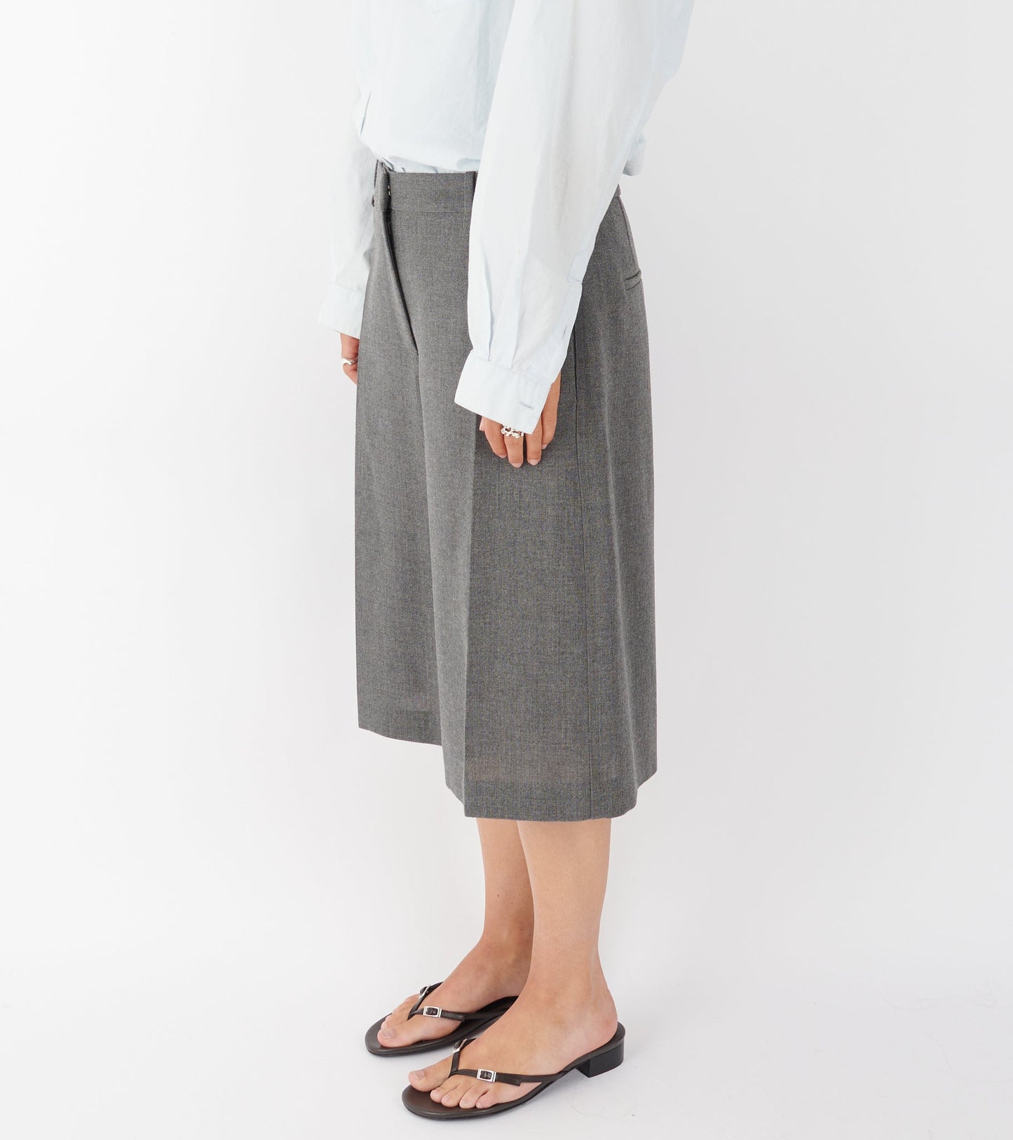 Open Wool Canvas Trousers Grey