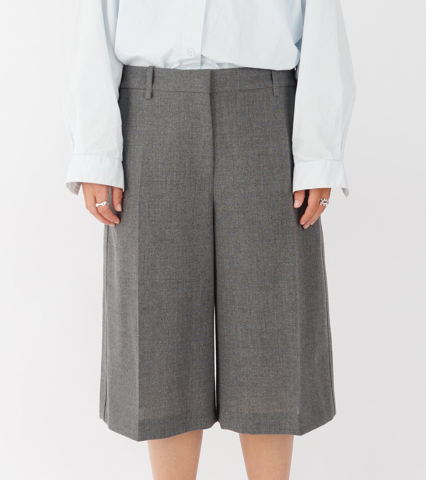 Open Wool Canvas Trousers Grey